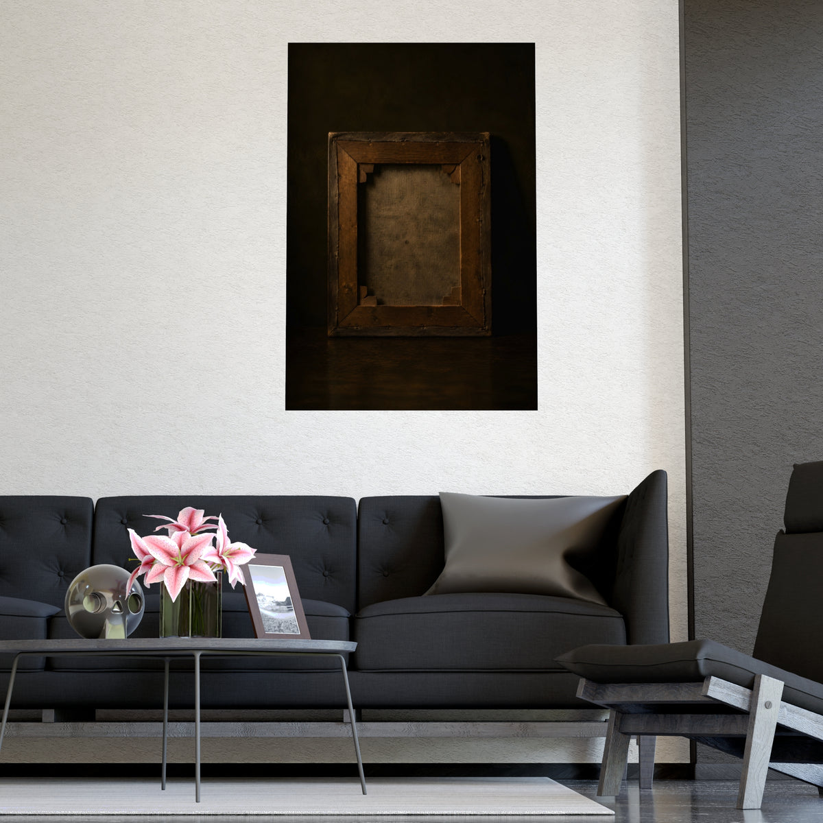 The Back of the Canvas — the back of the canvas, shown framed on a wall