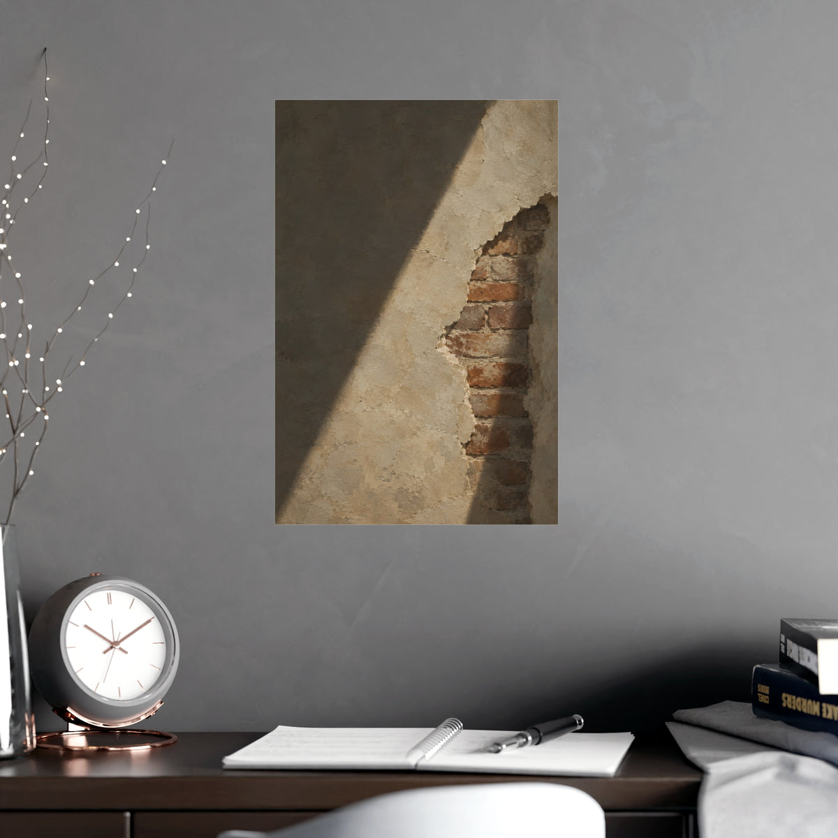 Where the Plaster Fell — where the plaster fell, shown framed on a wall