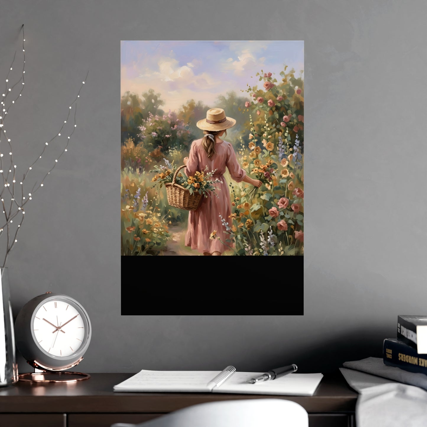 Gathering Flowers | Romantic Oil Painting Print | Wall Art