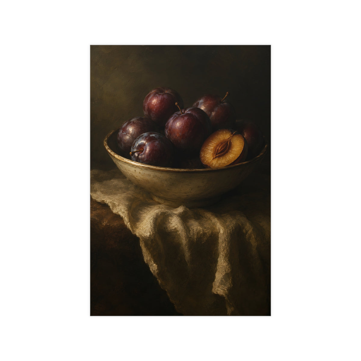Bowl of Plums — bowl of plums, 12x18 in print