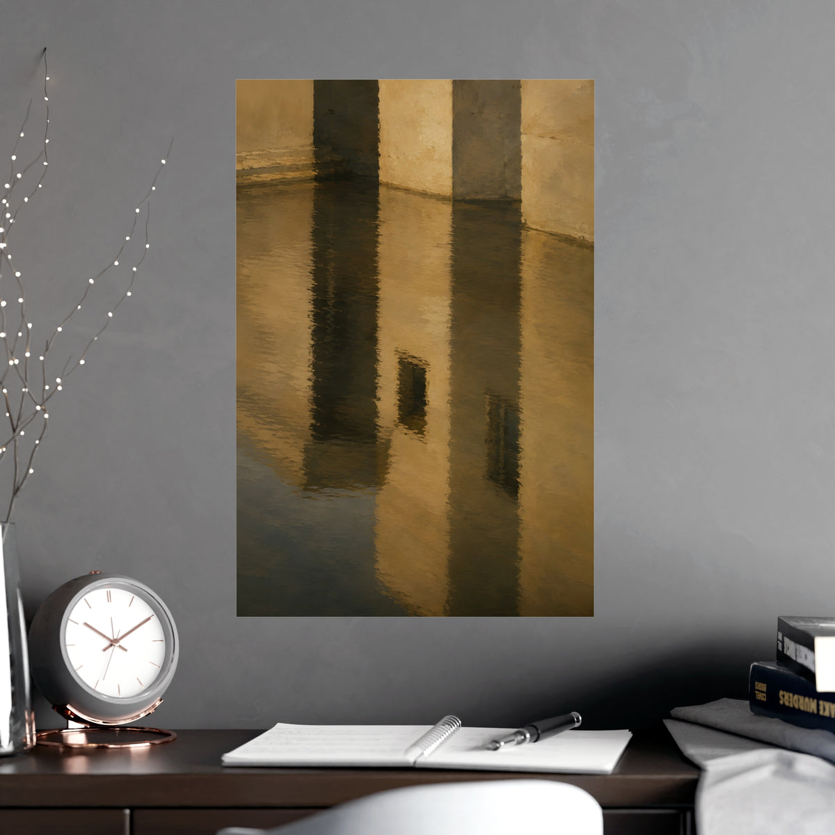 Facade, Reflected — facade, reflected, shown framed on a wall