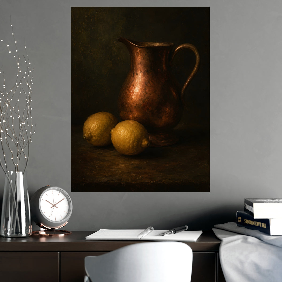 Copper and Lemons — copper and lemons, shown framed on a wall