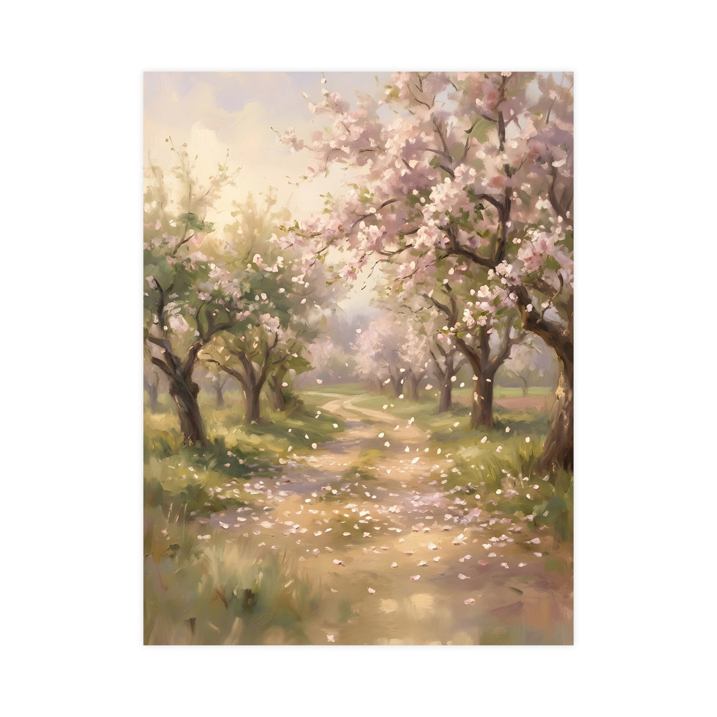 Orchard Path in Spring | Romantic Oil Painting Print | Wall Art
