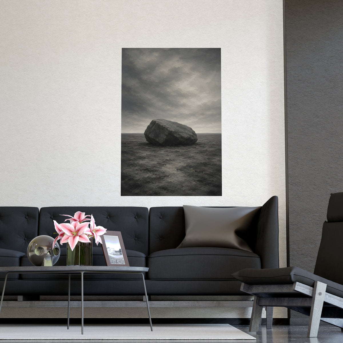 One Boulder — one boulder, shown framed on a wall