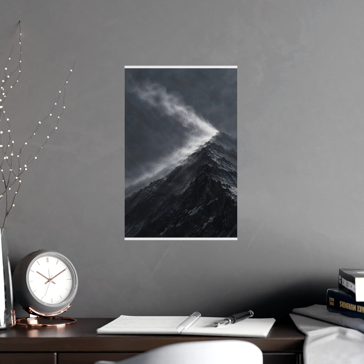 Snow off the Ridge — snow off the ridge, shown framed on a wall
