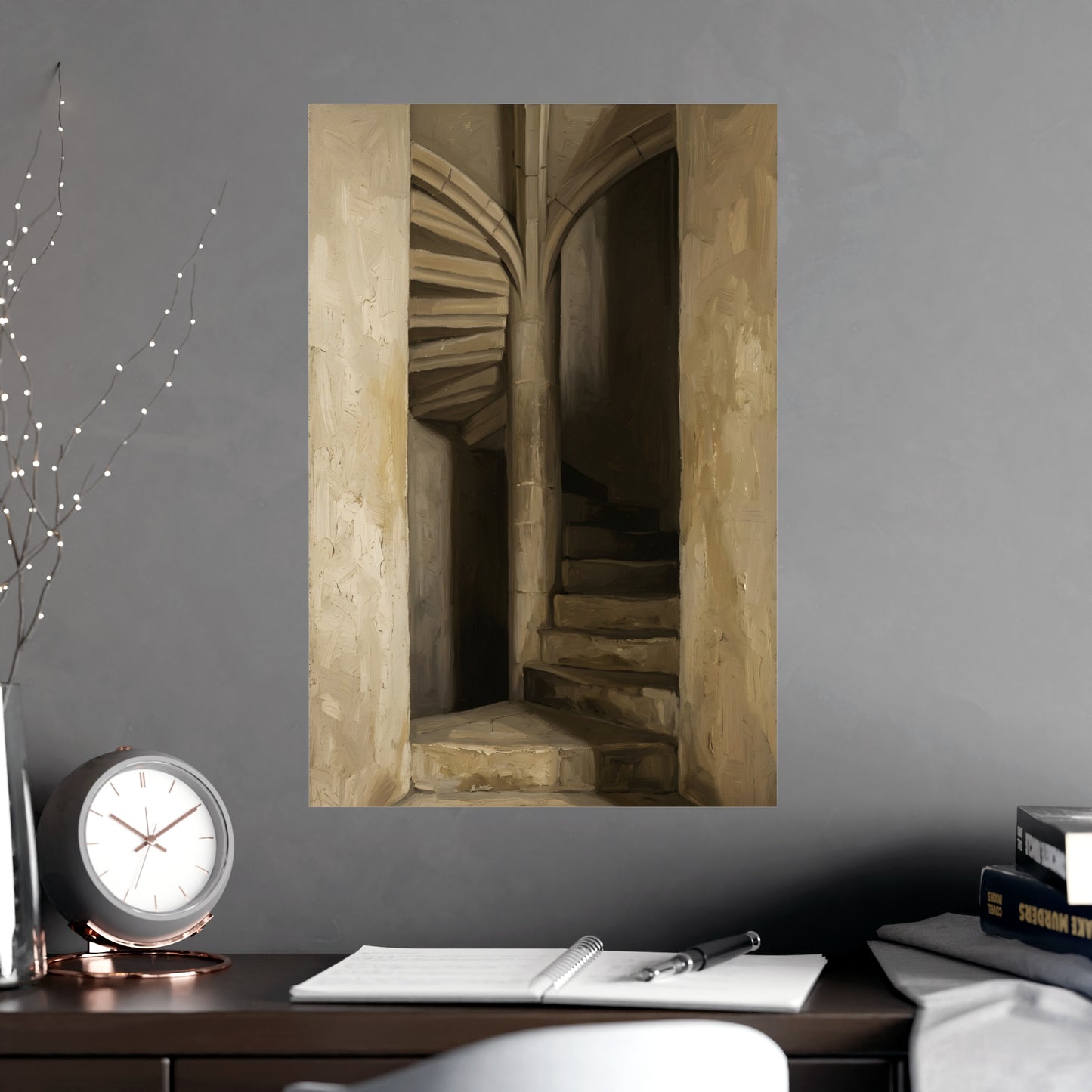 Stone Stair on a plain wall, shown at a larger size, 16x24 in print