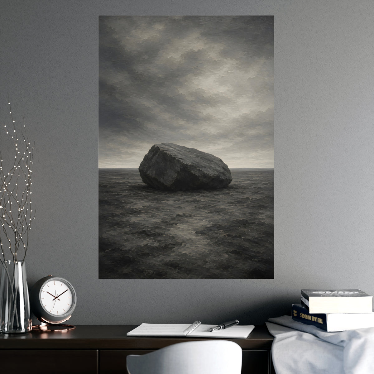 One Boulder — one boulder, shown framed on a wall