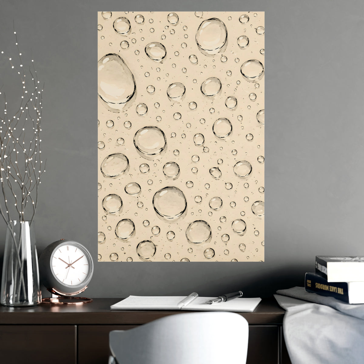 Water Drops — water drops, shown framed on a wall