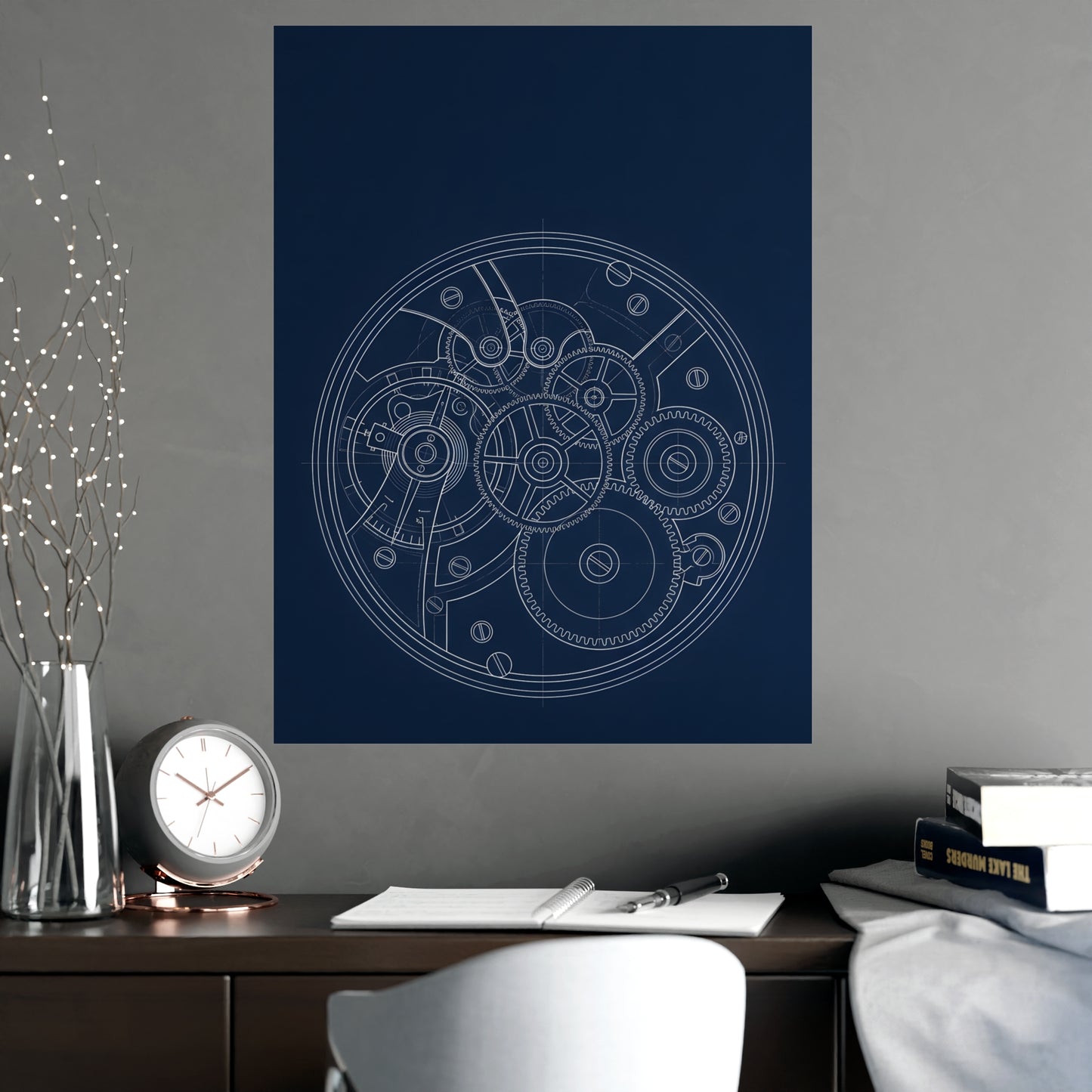 Watch Movement on a plain wall, shown at a larger size, 18x24 in print