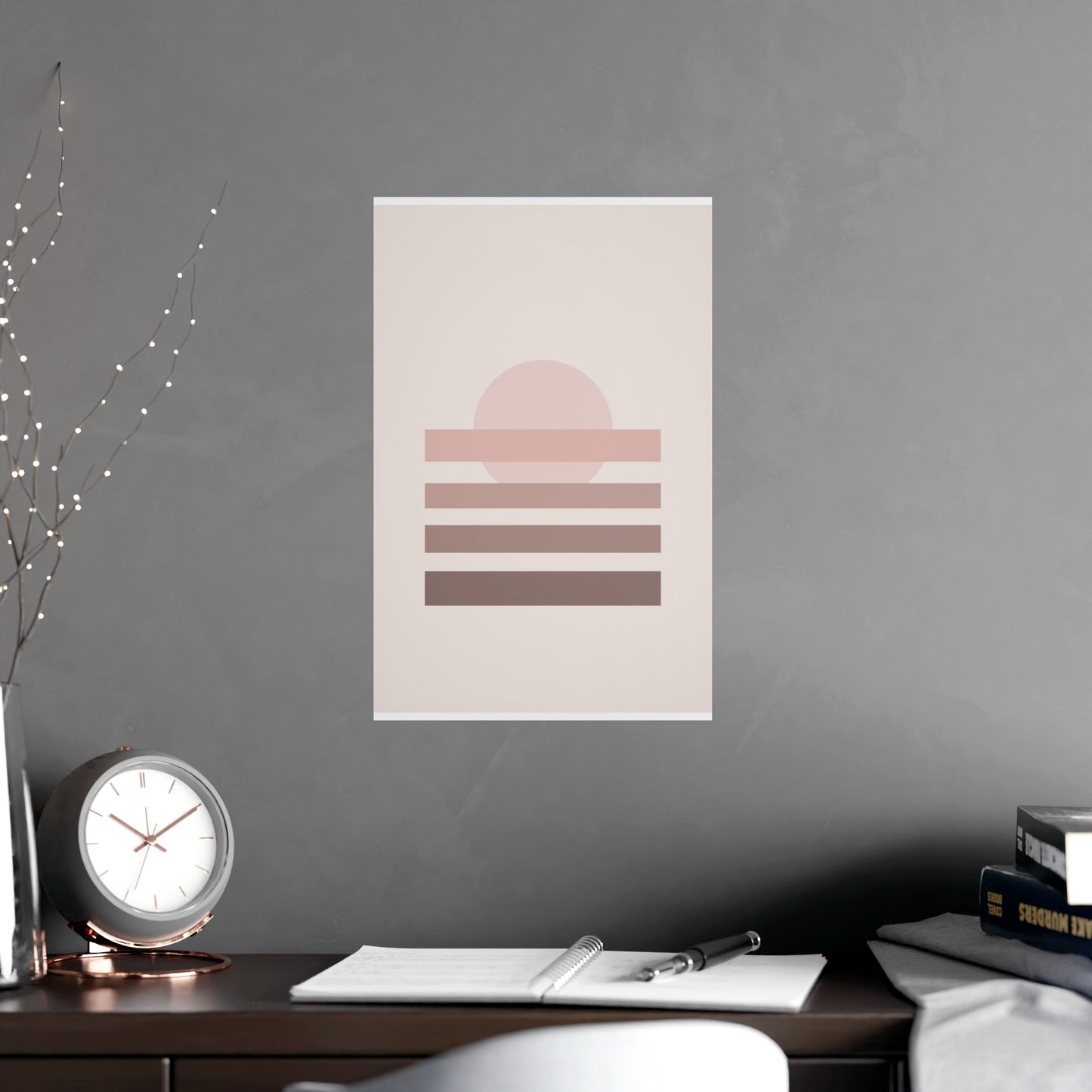 Dusty Rose Sunset Landscape Wall Art | Living Room Print
