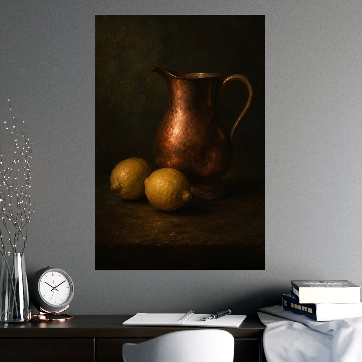 Copper and Lemons — copper and lemons, shown framed on a wall