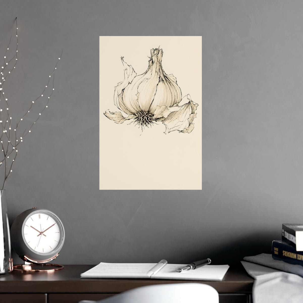 Garlic — garlic, shown framed on a wall