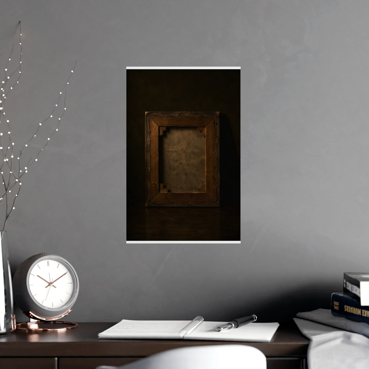 The Back of the Canvas — the back of the canvas, shown framed on a wall