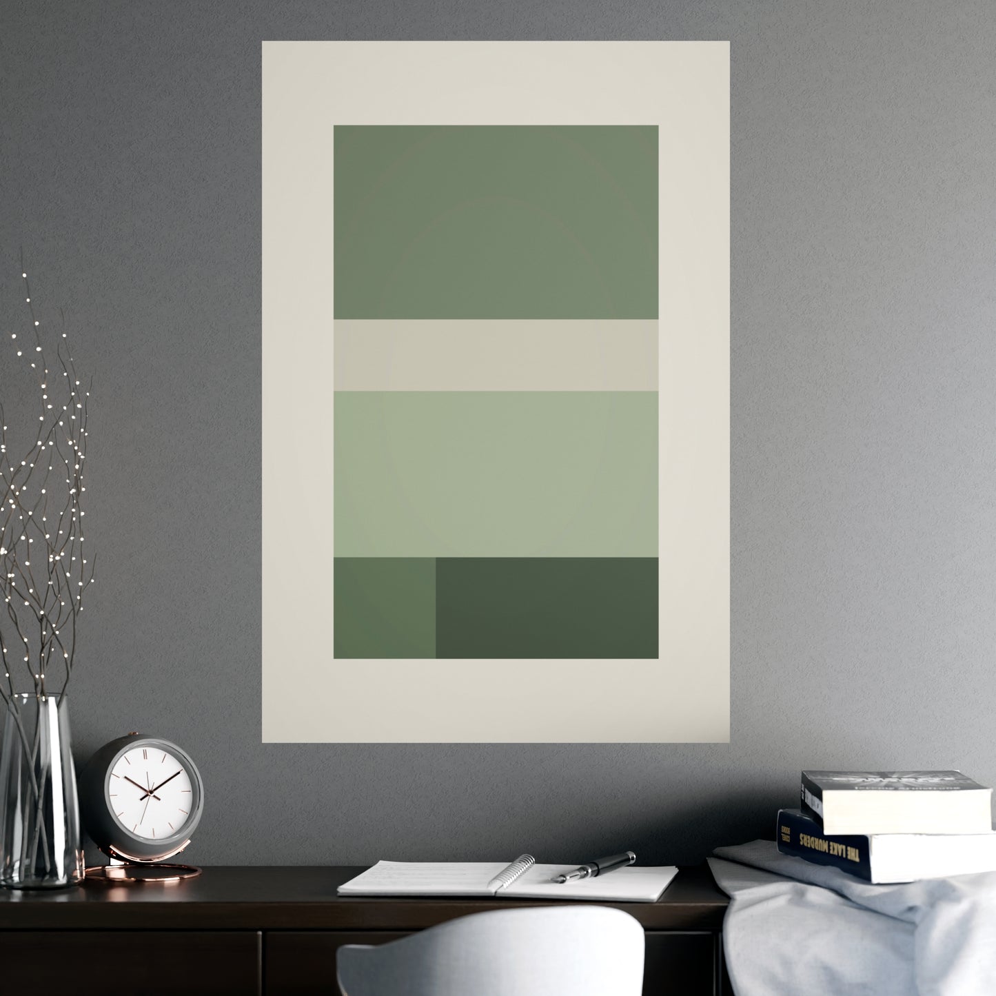 Sage Neutral Blocks Boho Wall Art | Living Room Print