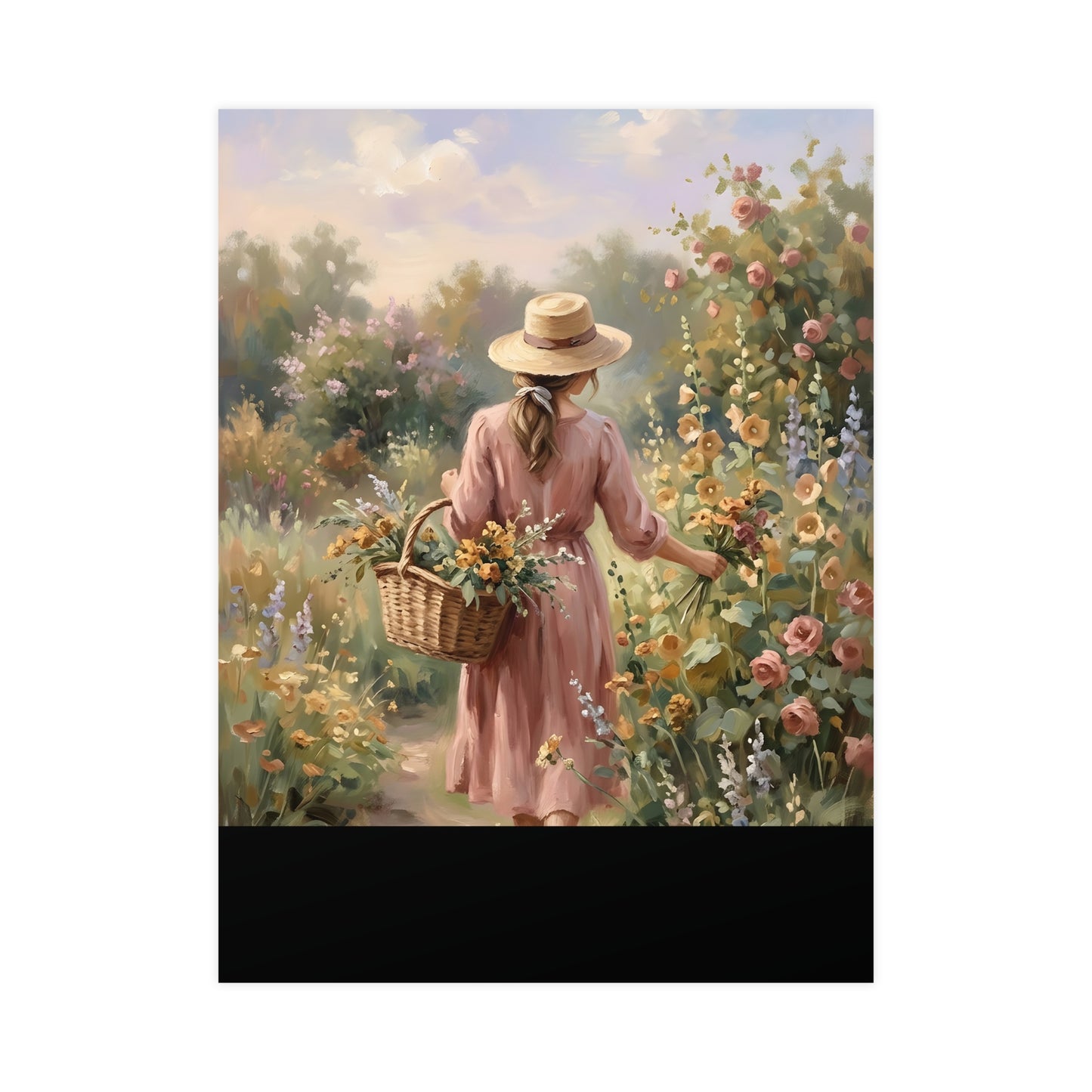 Gathering Flowers | Romantic Oil Painting Print | Wall Art