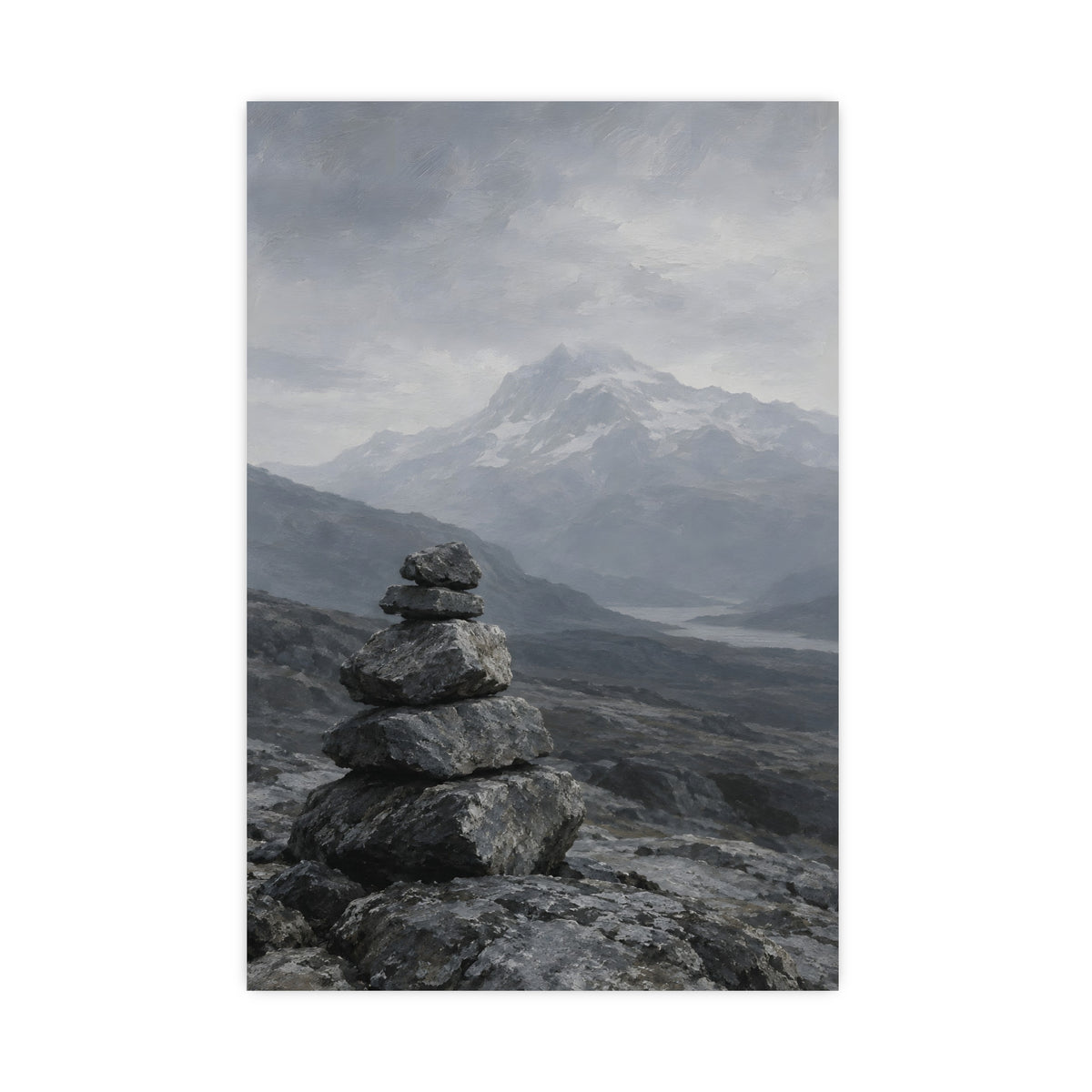 Cairn and Mountain — cairn and mountain, 20x30 in print