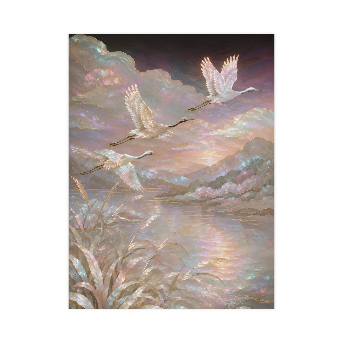 Cranes over Water — cranes over water, 18x24 in print