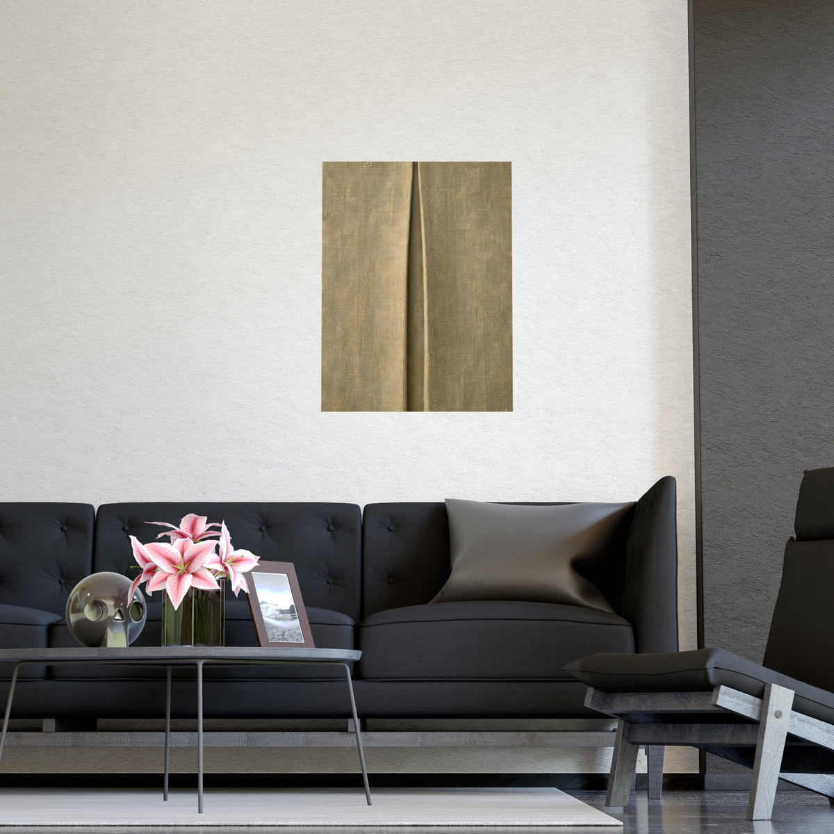 One Pleat — one pleat, shown framed on a wall