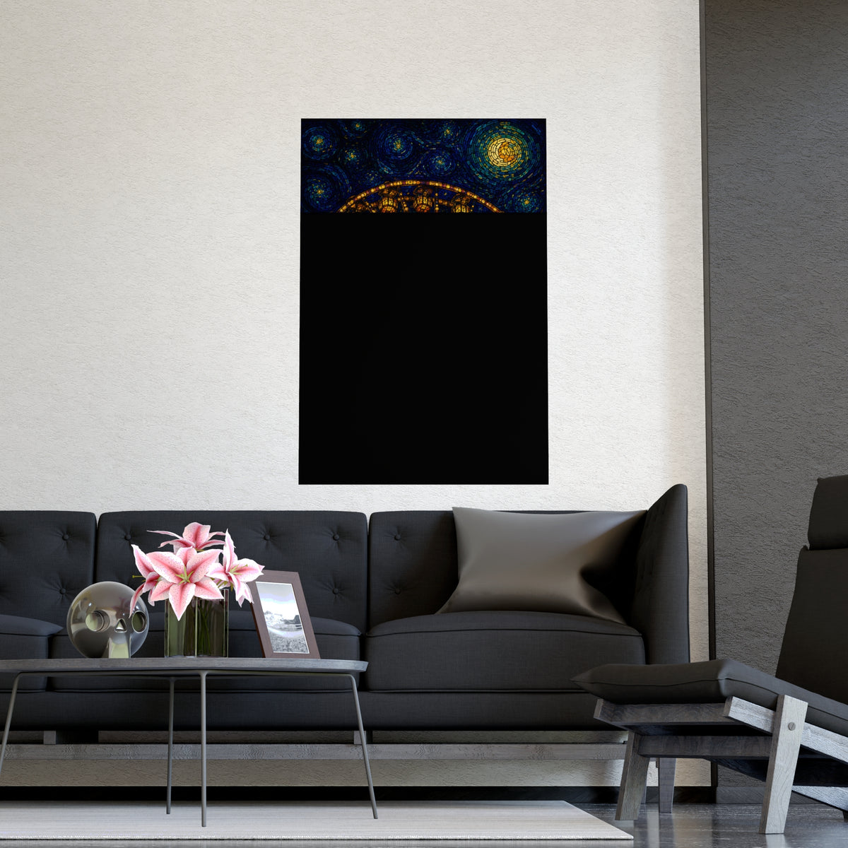 The Wheel at Night — the wheel at night, shown framed on a wall