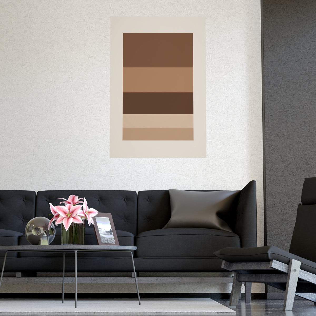 Sand Clay Blocks Modern Wall Art — blocks in a sand clay palette, shown framed on a wall