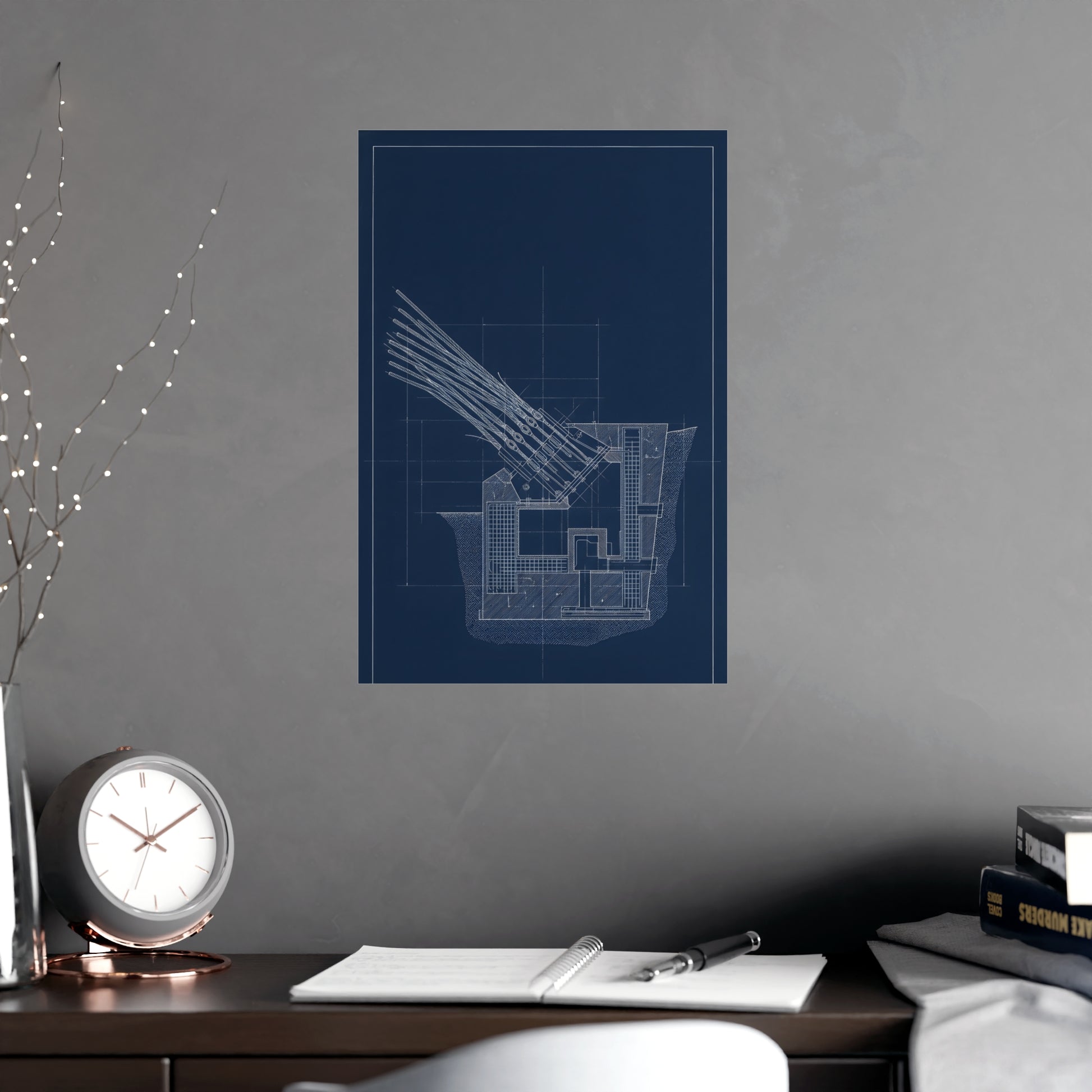 Cable Anchorage framed on a cream wall in a living room, 12x18 in print