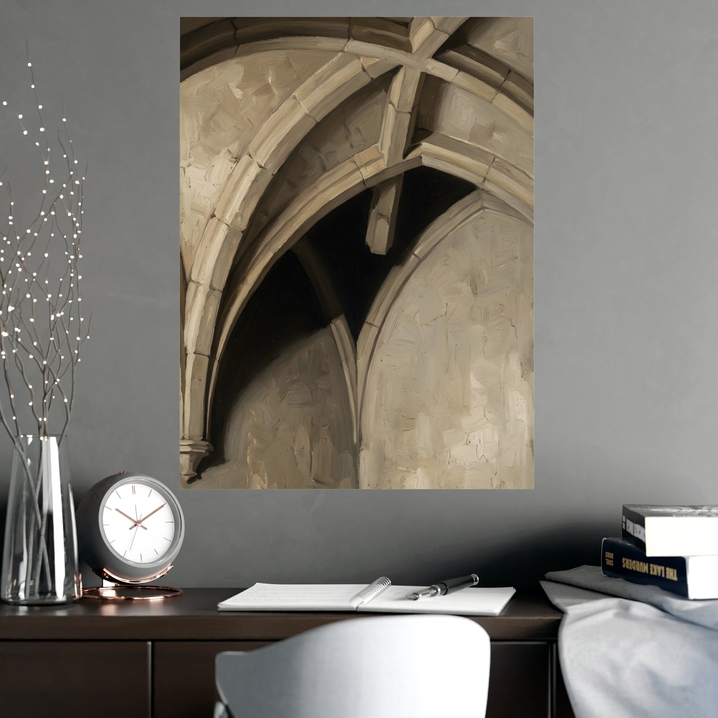 Vaulted Ceiling on a plain wall, shown at a larger size, 18x24 in print