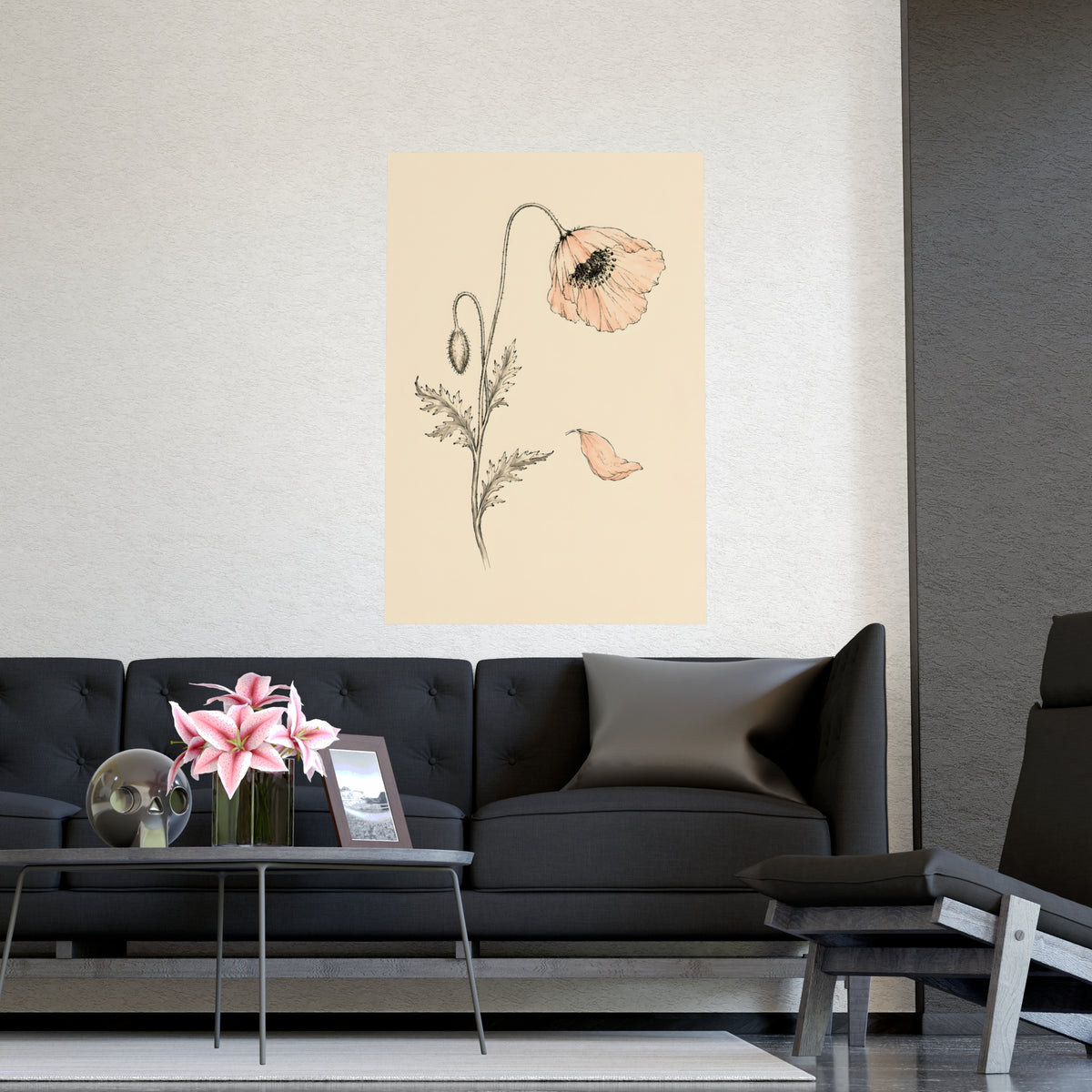 Wild Poppy — wild poppy, shown framed on a wall