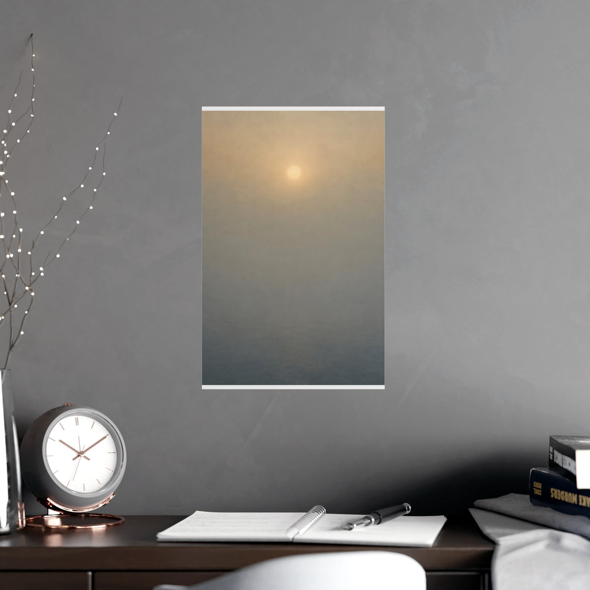 Sun Behind Fog — sun behind fog, shown framed on a wall