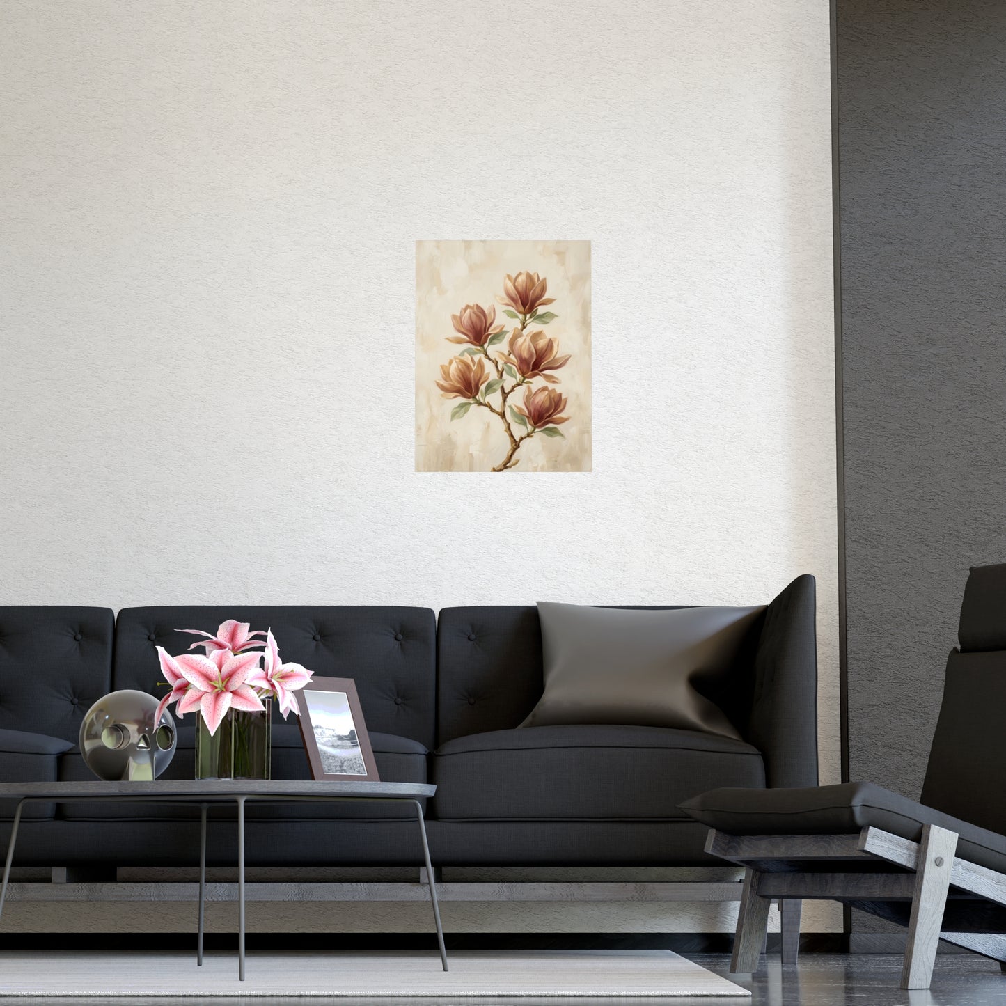 Gemini 05 hung above a desk with a clock and notebook, 12x16 in print
