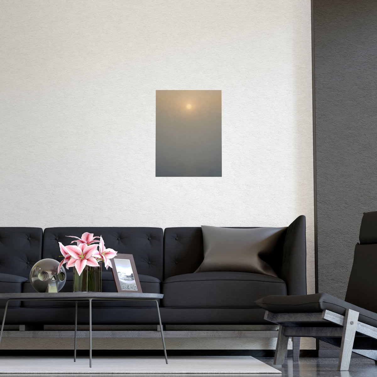 Sun Behind Fog — sun behind fog, shown framed on a wall