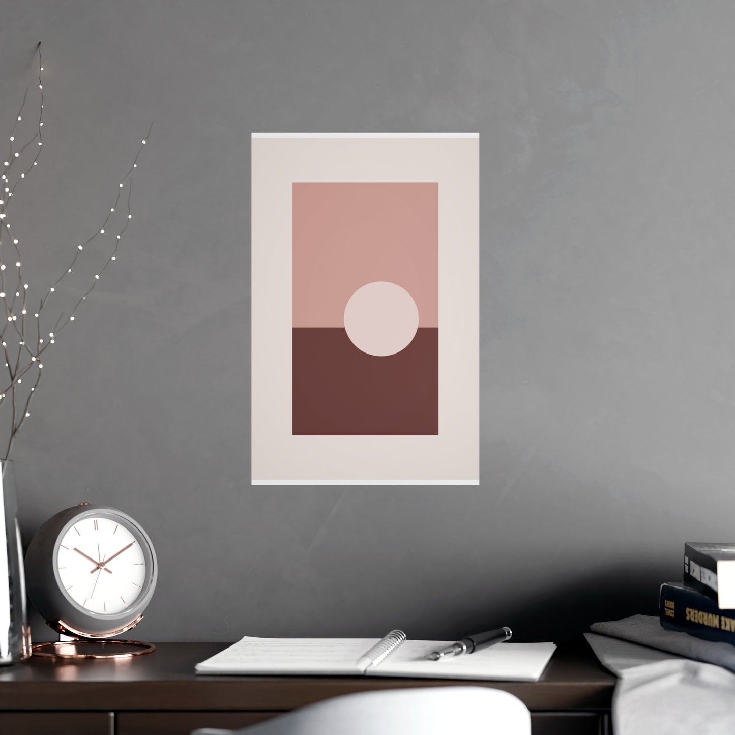 Dusty Rose Sun Landscape Wall Art | Living Room Print