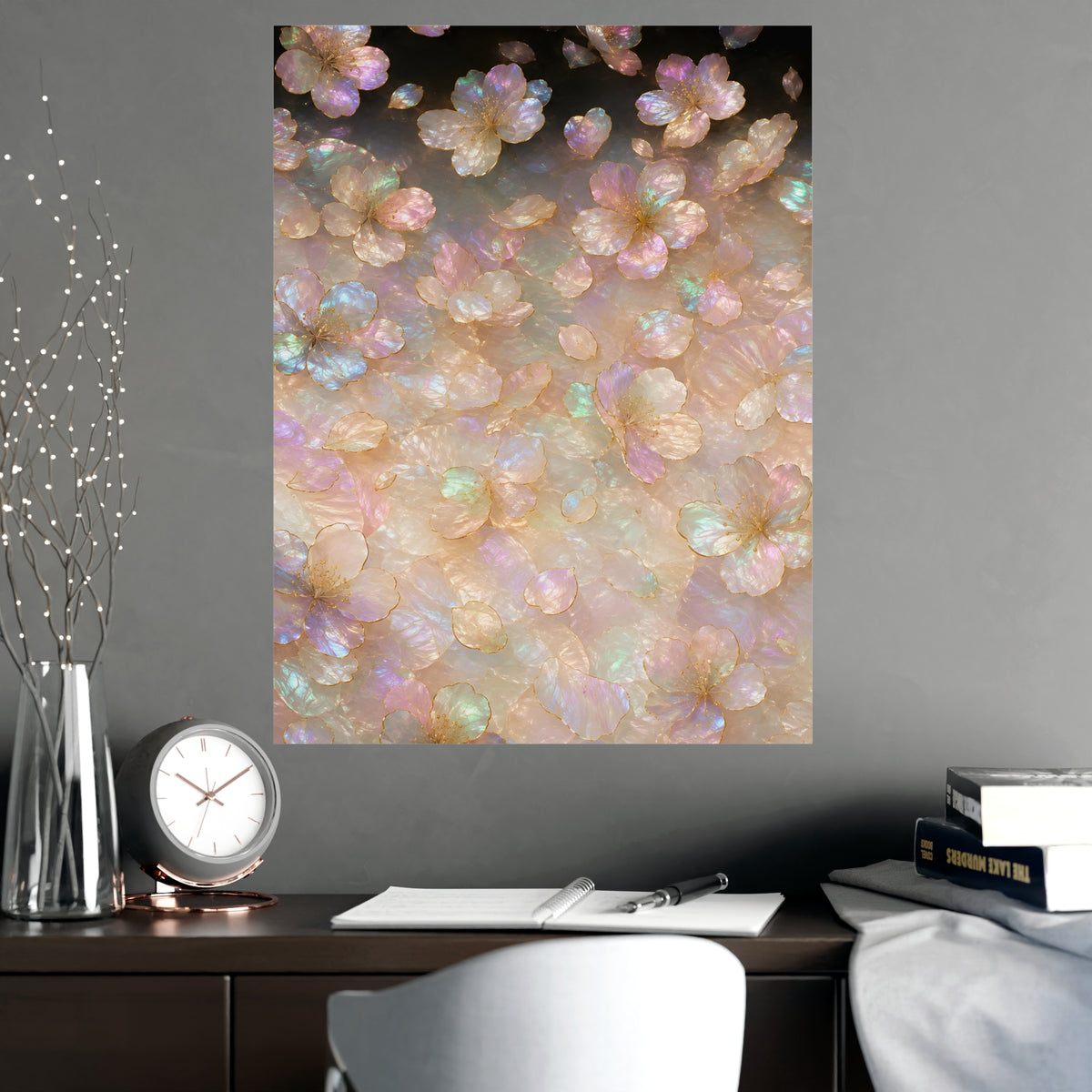 Petals, Scattered — petals, scattered, shown framed on a wall