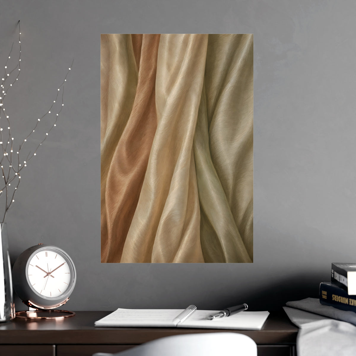 Raw Silk — raw silk, shown framed on a wall