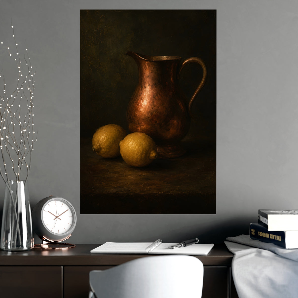 Copper and Lemons — copper and lemons, shown framed on a wall