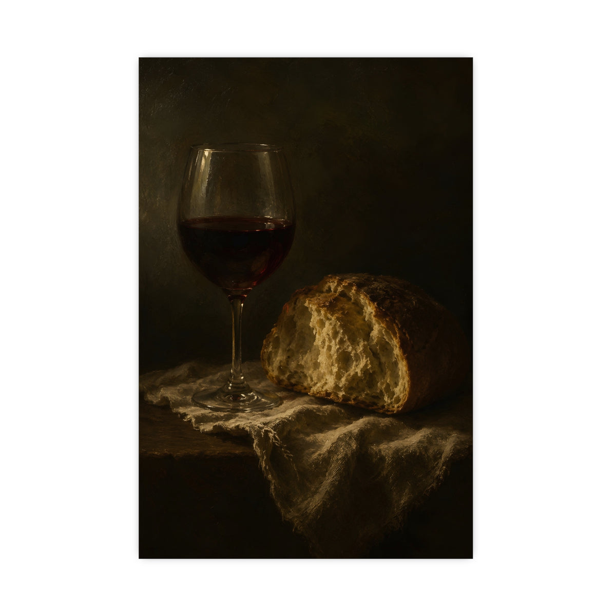 Wine and Bread — wine and bread, 16x24 in print