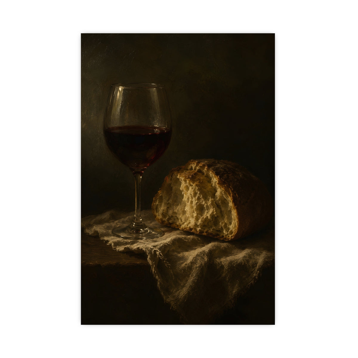 Wine and Bread — wine and bread, 20x30 in print