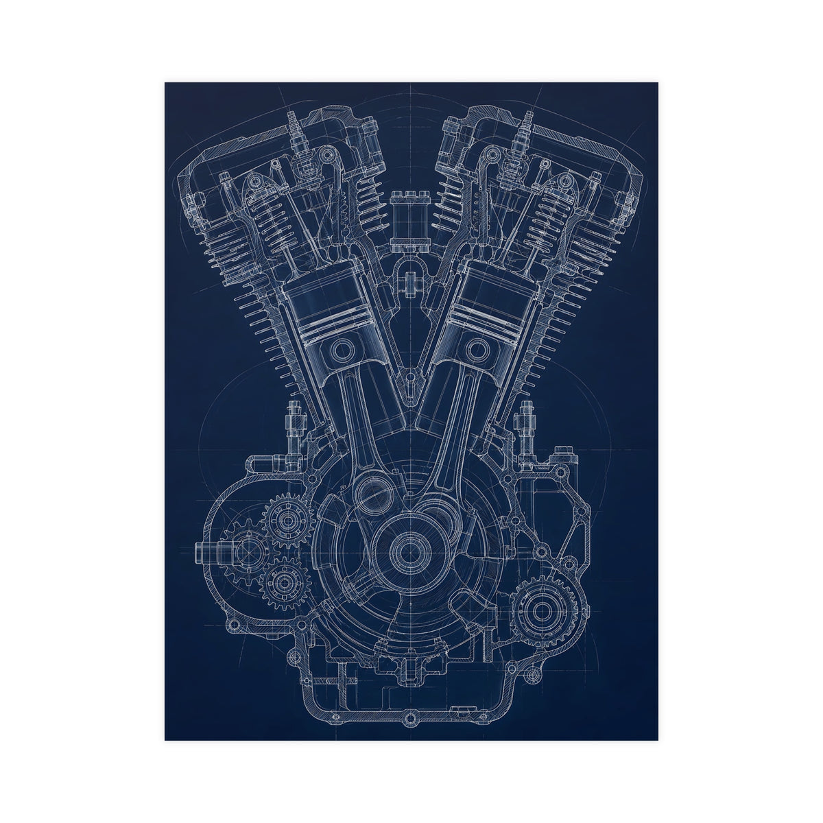 V-Twin Engine — v-twin engine, 18x24 in print