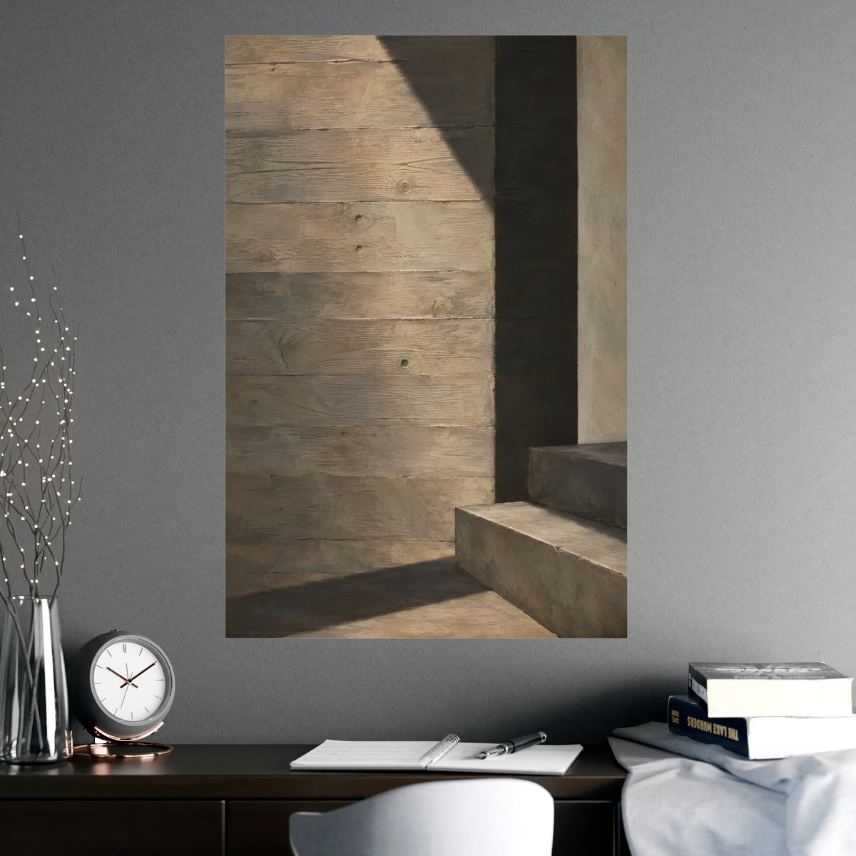 Board-Formed — board-formed, shown framed on a wall