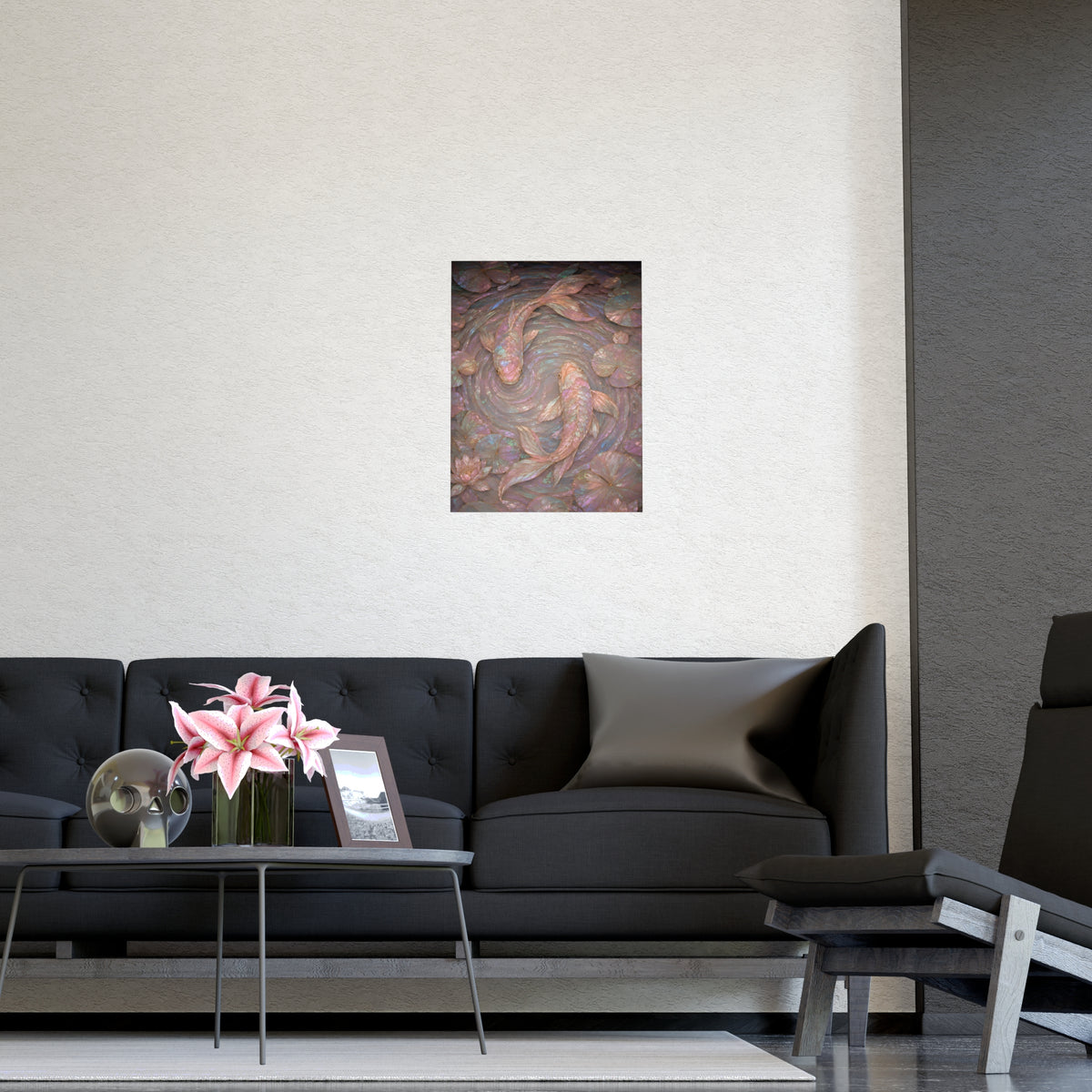 Koi, from Above — koi, from above, shown framed on a wall