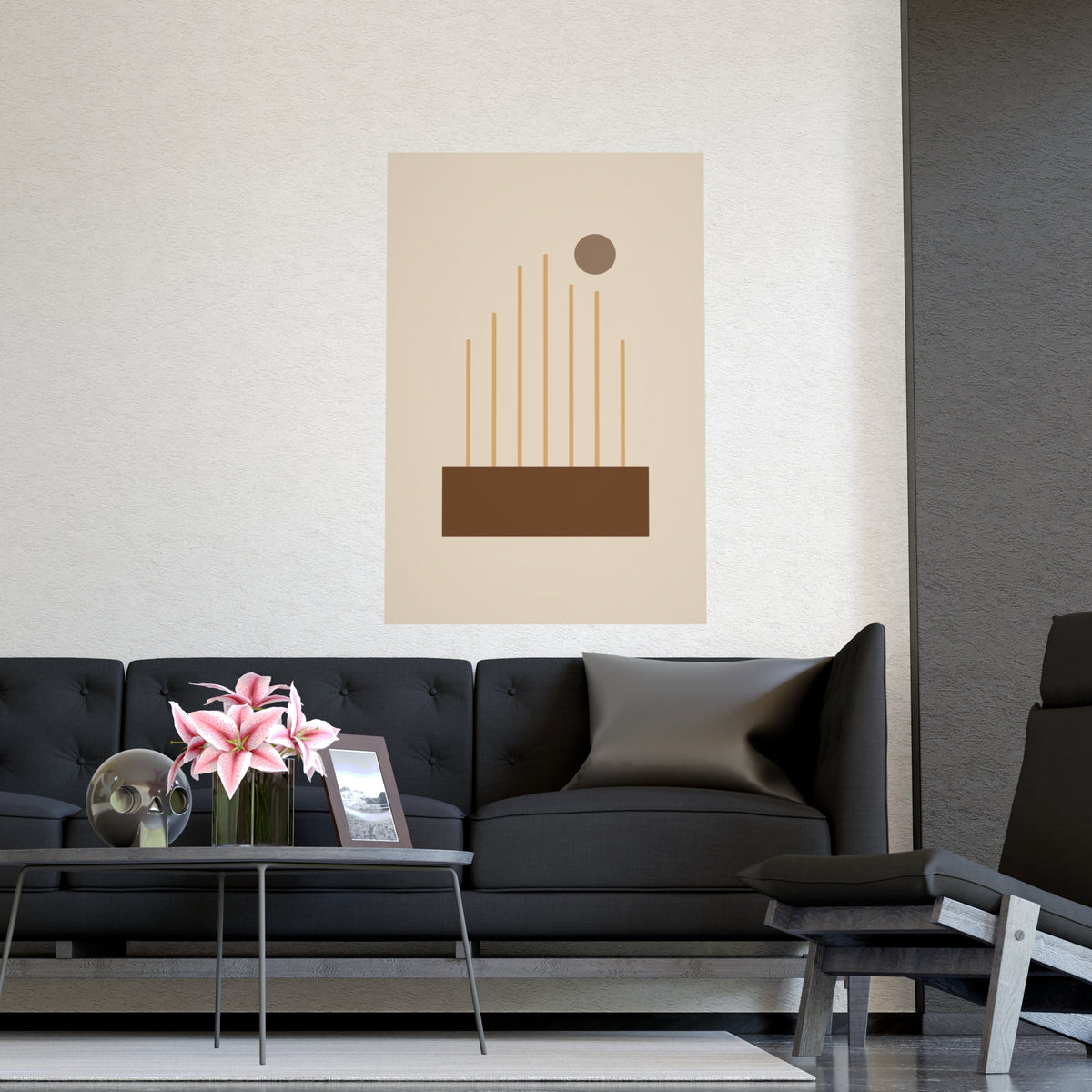 Muted 70s Lines Wall Art — lines in a muted 70s palette, shown framed on a wall