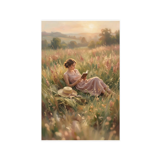 Lectura entre la hierba alta | Lámina Romántica | Pintura al Óleo