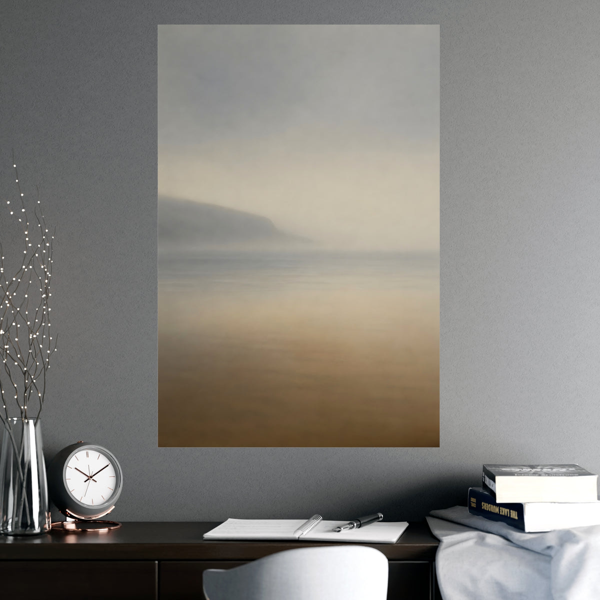 Headland in Mist — headland in mist, shown framed on a wall