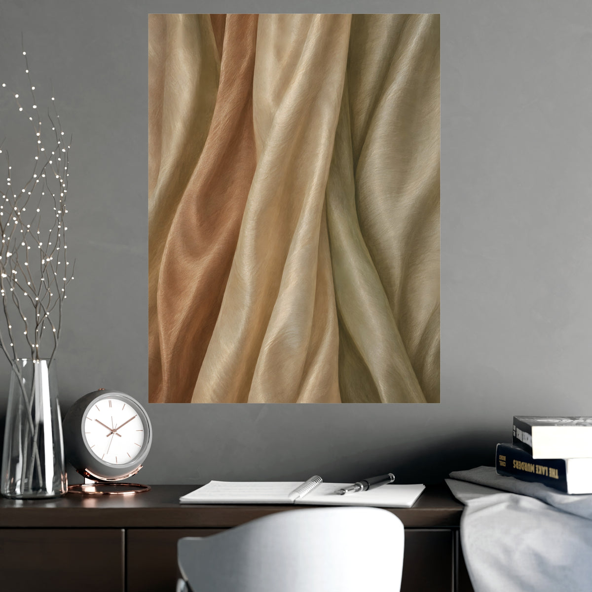Raw Silk — raw silk, shown framed on a wall