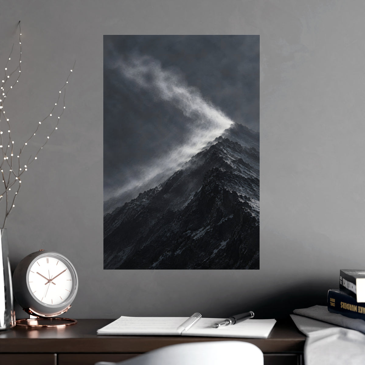Snow off the Ridge — snow off the ridge, shown framed on a wall