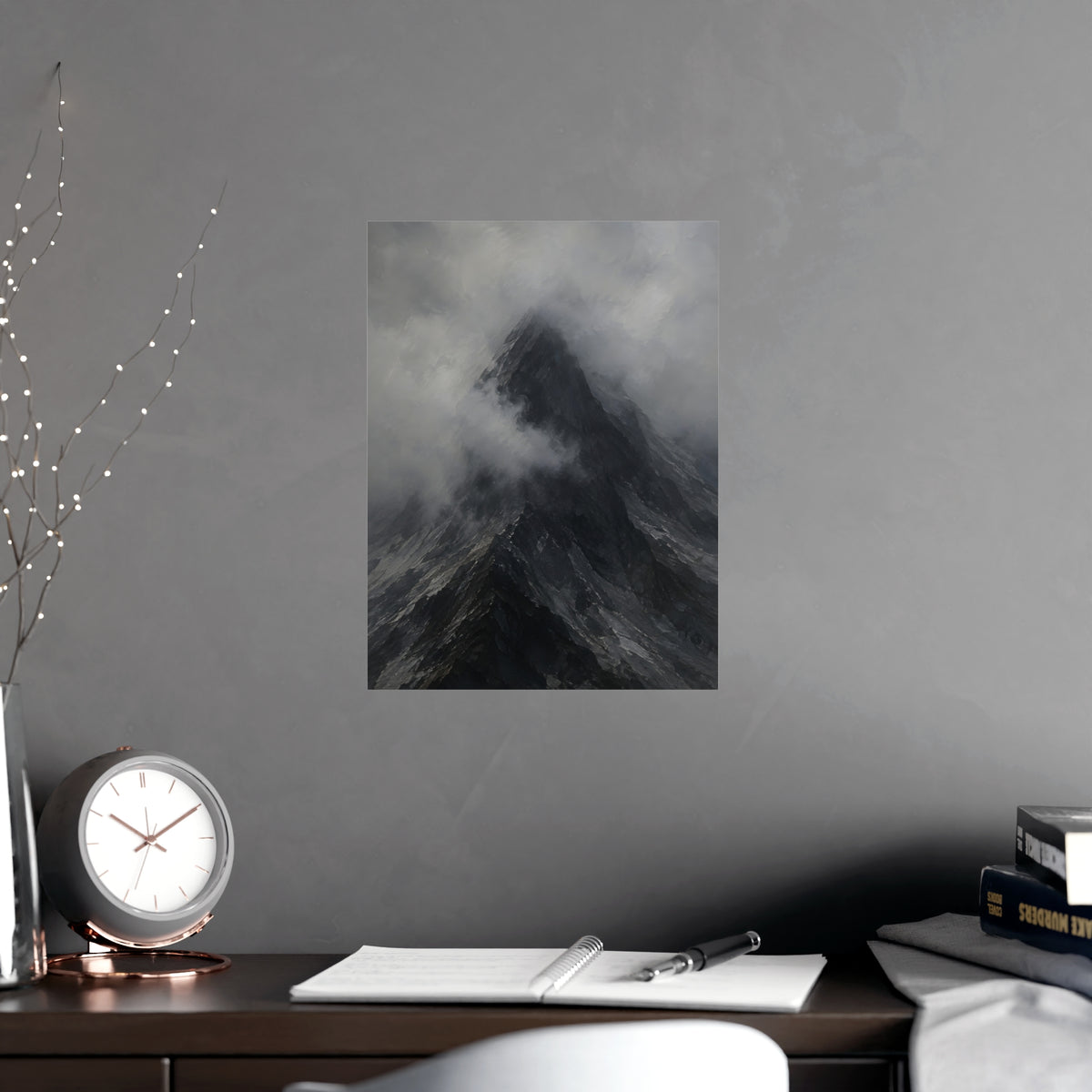 Peak in Cloud — peak in cloud, shown framed on a wall