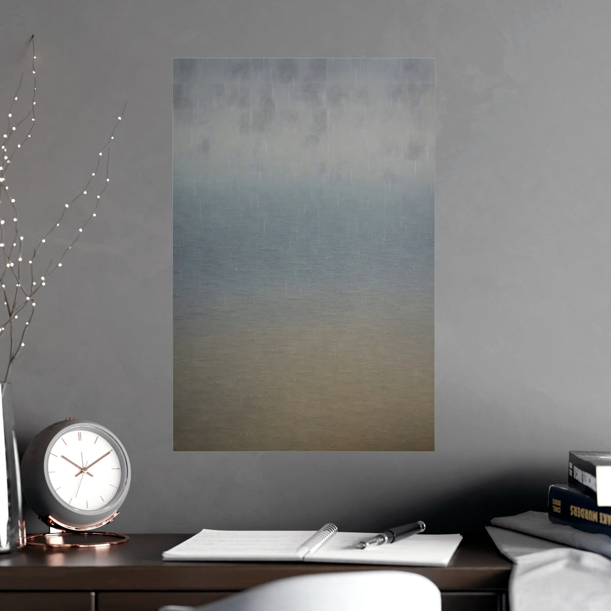 Rain at Sea — rain at sea, shown framed on a wall