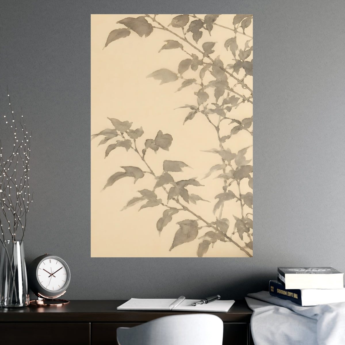 Leaf Shadow — leaf shadow, shown framed on a wall
