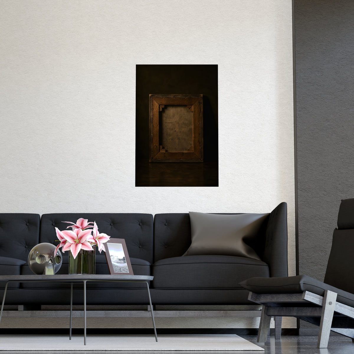 The Back of the Canvas — the back of the canvas, shown framed on a wall