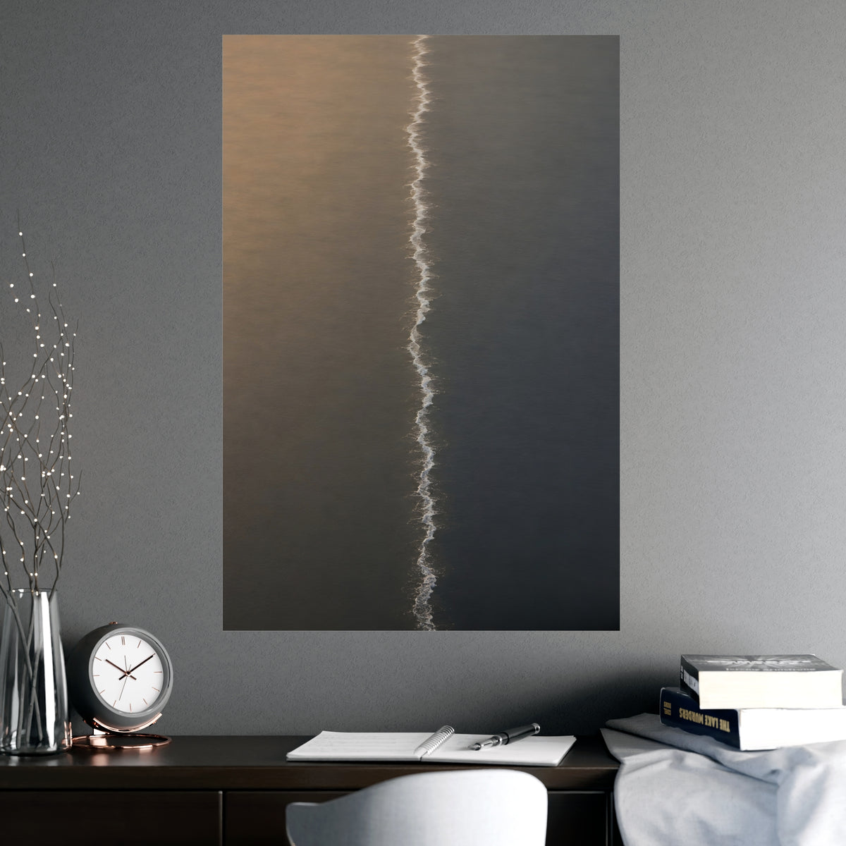 One Line, from Above — one line, from above, shown framed on a wall