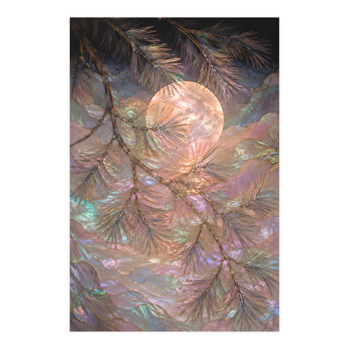 Moon behind Pines — moon behind pines, 24x36 in print